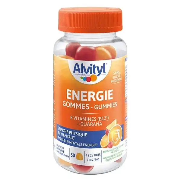 Alvityl Energie 8 vitamines et Guarana Energie Physique et Mentale Dès 18 ans 50 gummies