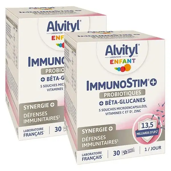 Alvityl ImmunoStim+ Probiotiques Défenses Immunitaires dès 3 ans Lot de 2x30 sticks