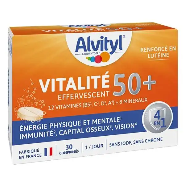 Alvityl Vitalité 50+ 12 vitamines, 8 minéraux, plantes et lutéine 30 comprimés